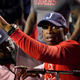 Jackson State head coach Deion Sanders looks around for his players during the second half of the Southwestern Athletic Conference championship NCAA college football game against Prairie view A&M, Saturday, Dec. 4, 2021, in Jackson, Miss. Jackson State won 27-10.